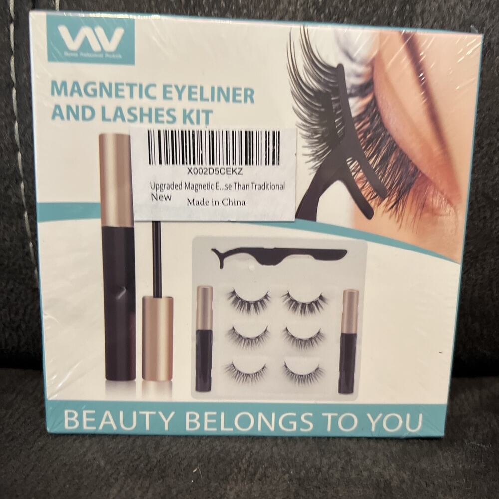 New Magnetic Eyeliner And Eye Lashes Kit 3 Pairs Black